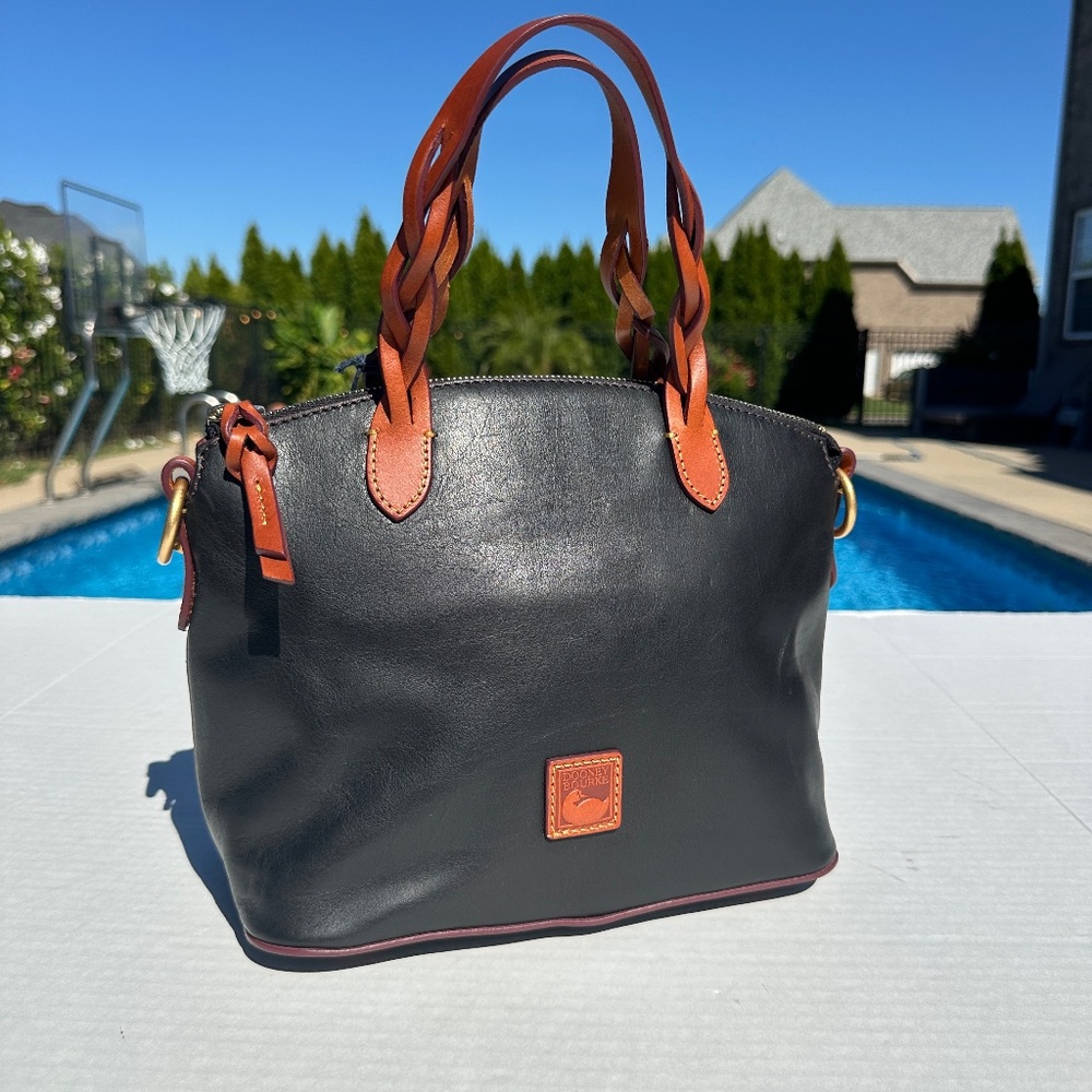 NWT Dooney & Bourke Heidi Satchel Black Tan Leather Bag